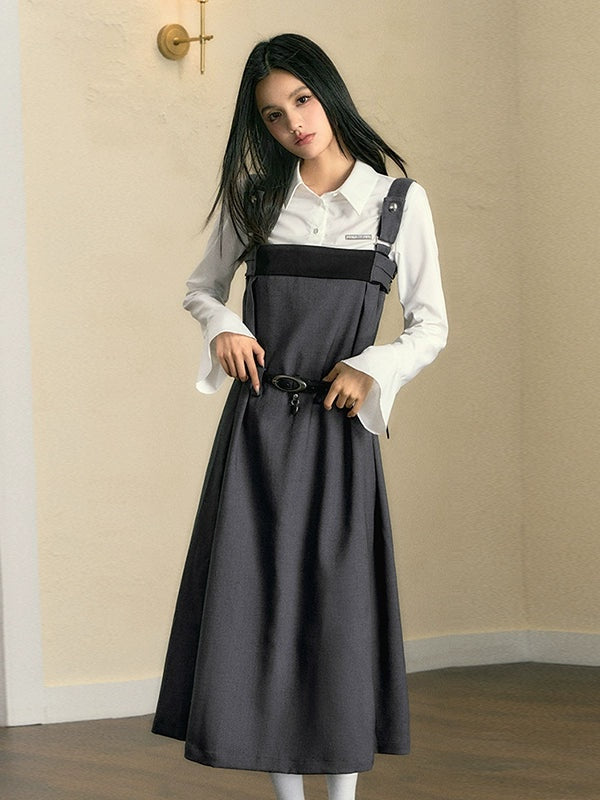 Color Contrast Adjustable Strap Skirt