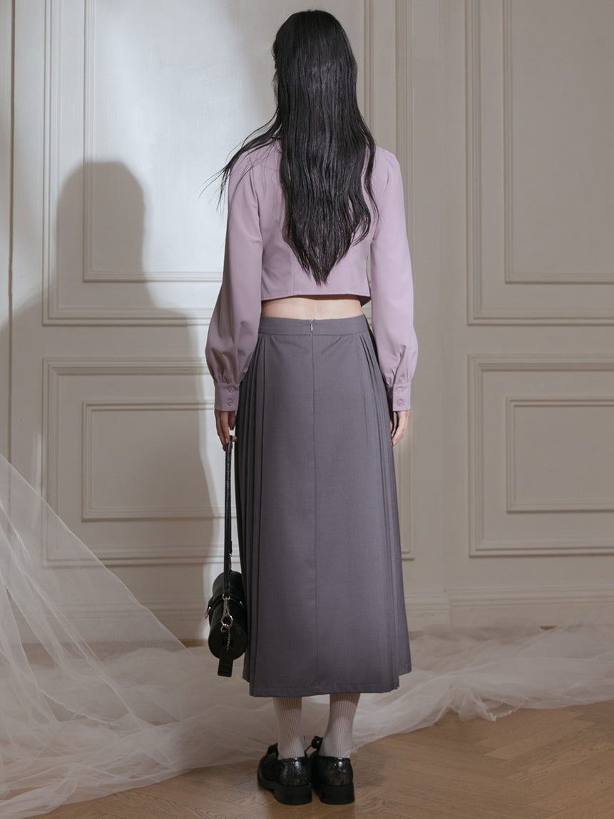 Doll Collar Waist Shape Cropped Shirt