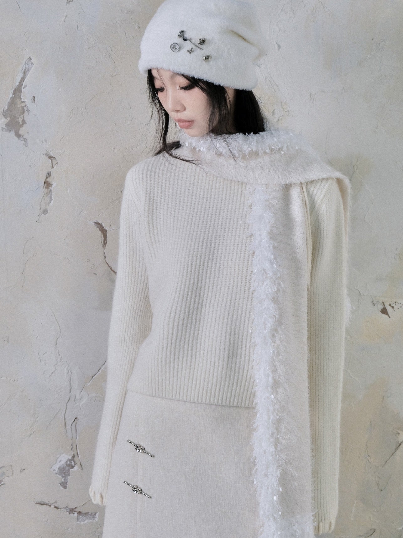 Tassel Feather Stitching Muffler