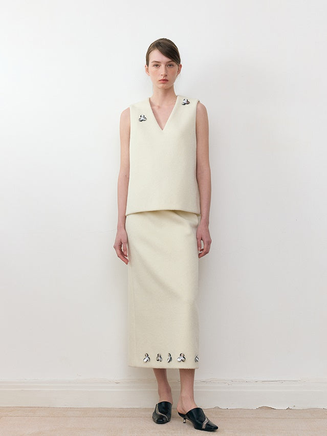 Dreidimensionale Blumenperlen gerade Rock