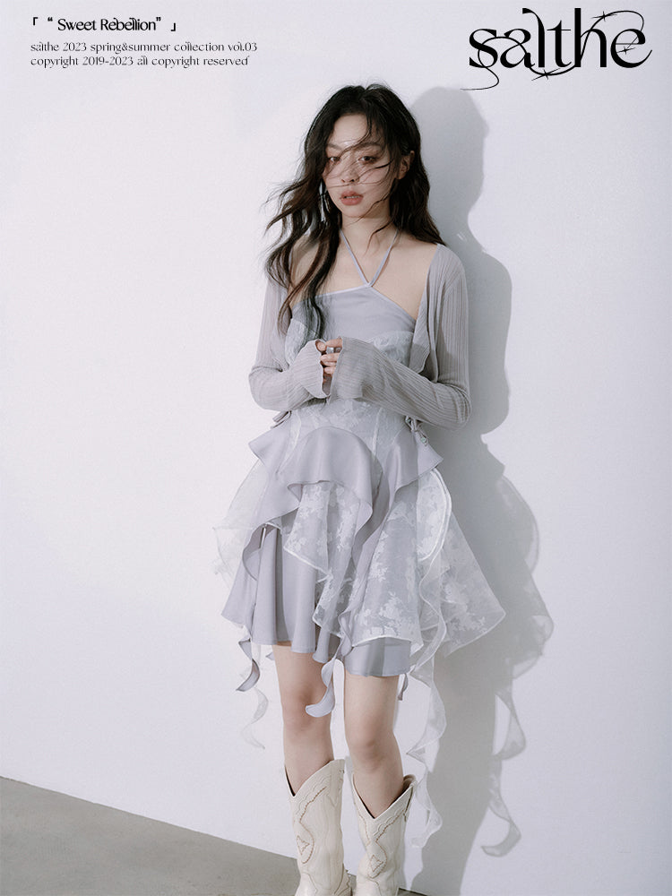 Lace Fungus Sling Top & Irregular Frill Skirt