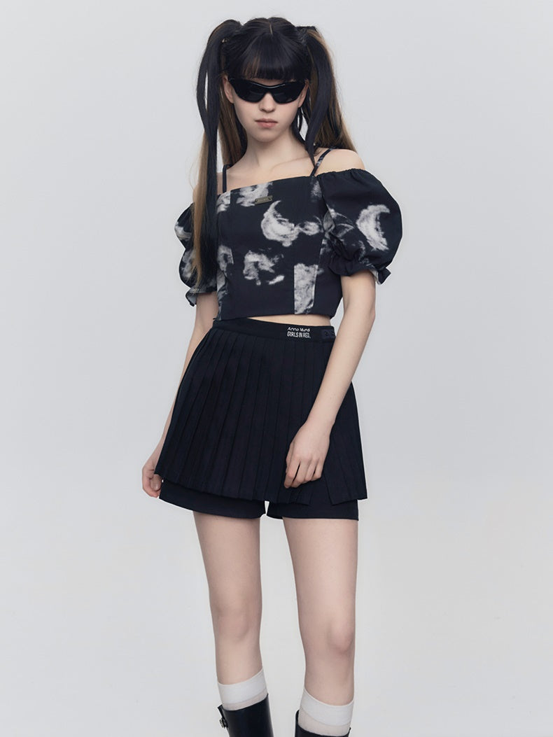 Strap OFF-SHOULDER PUFF SLEEVE TOP