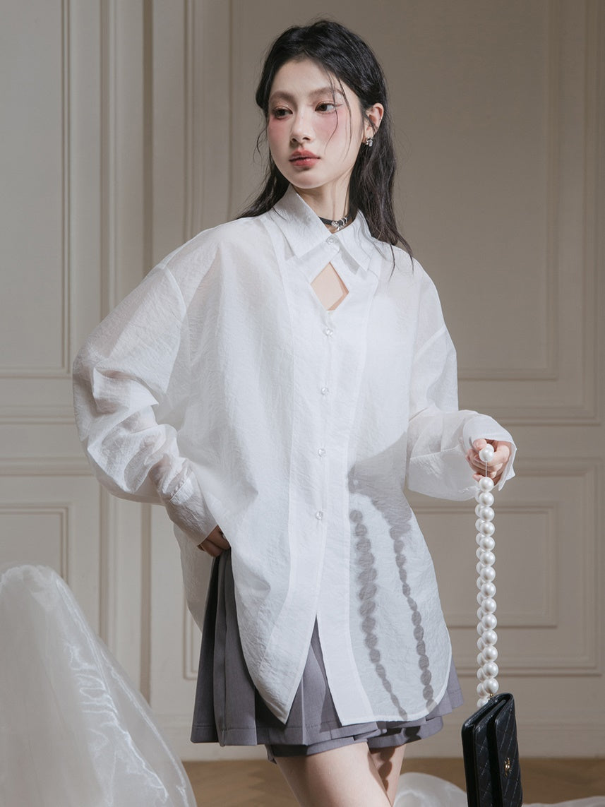 Cut-out Design Sun Protection Shirt