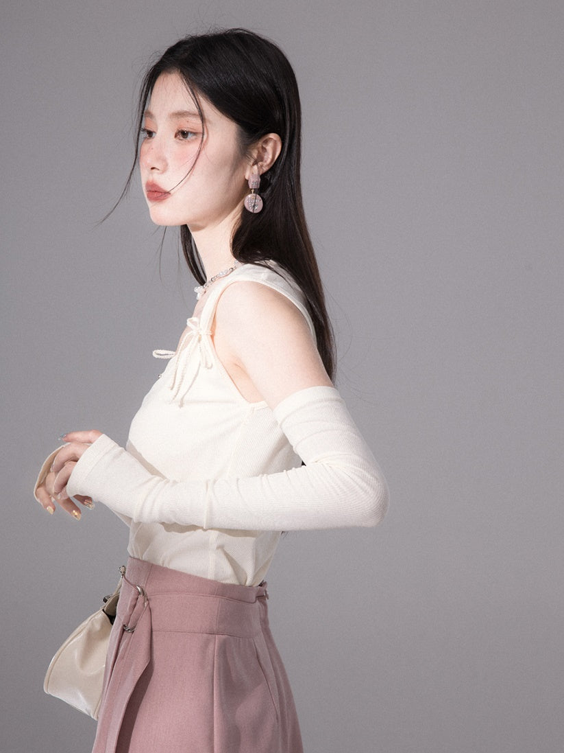 Ribbon Sleeveless Top & Arm Cover