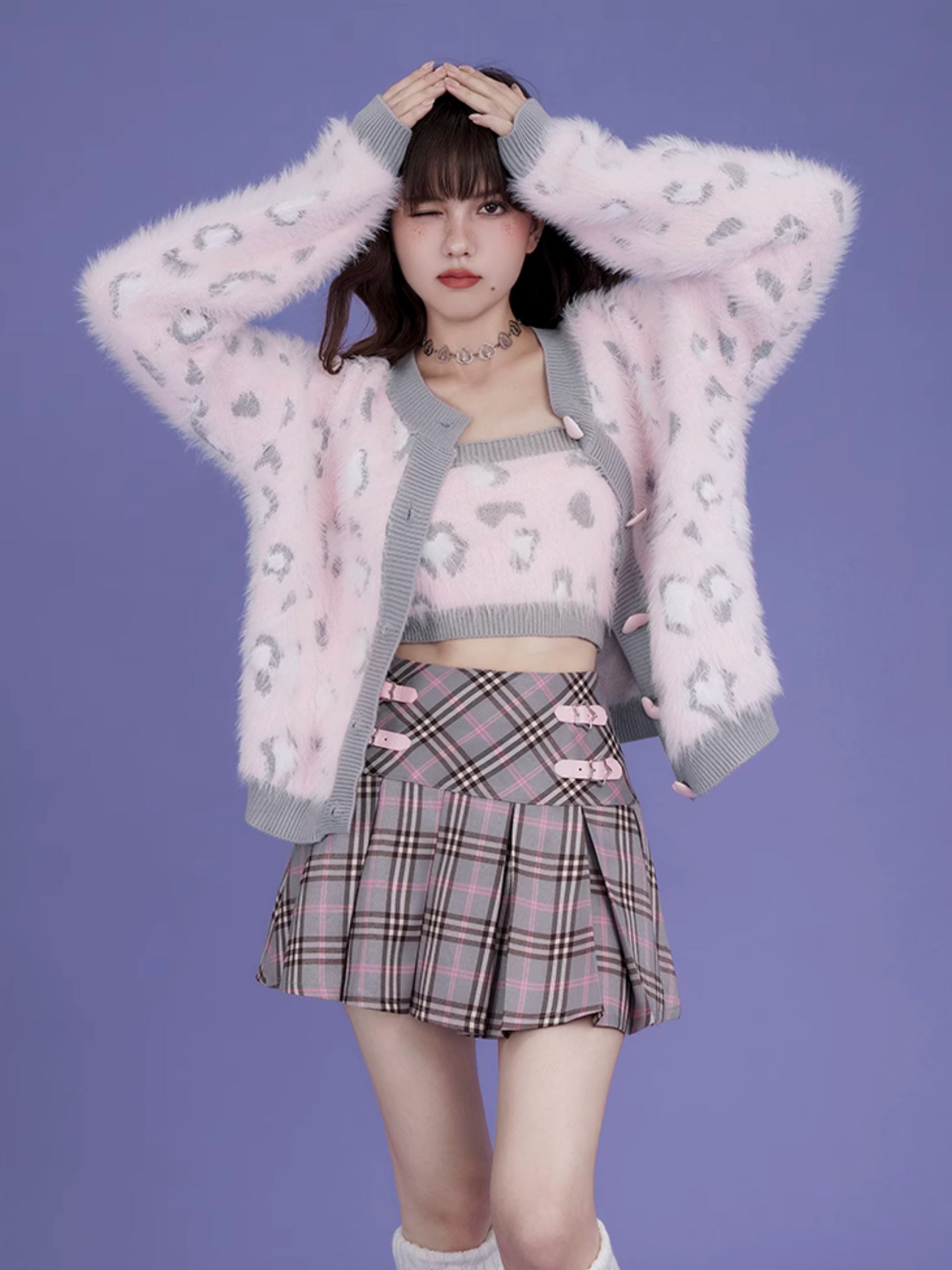 Leopard Knitted Camisole & Cardigan