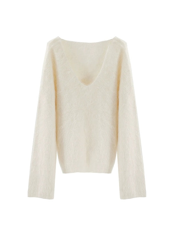 V-Neck Pullover Sweater & Halter Neck Knitted Dress