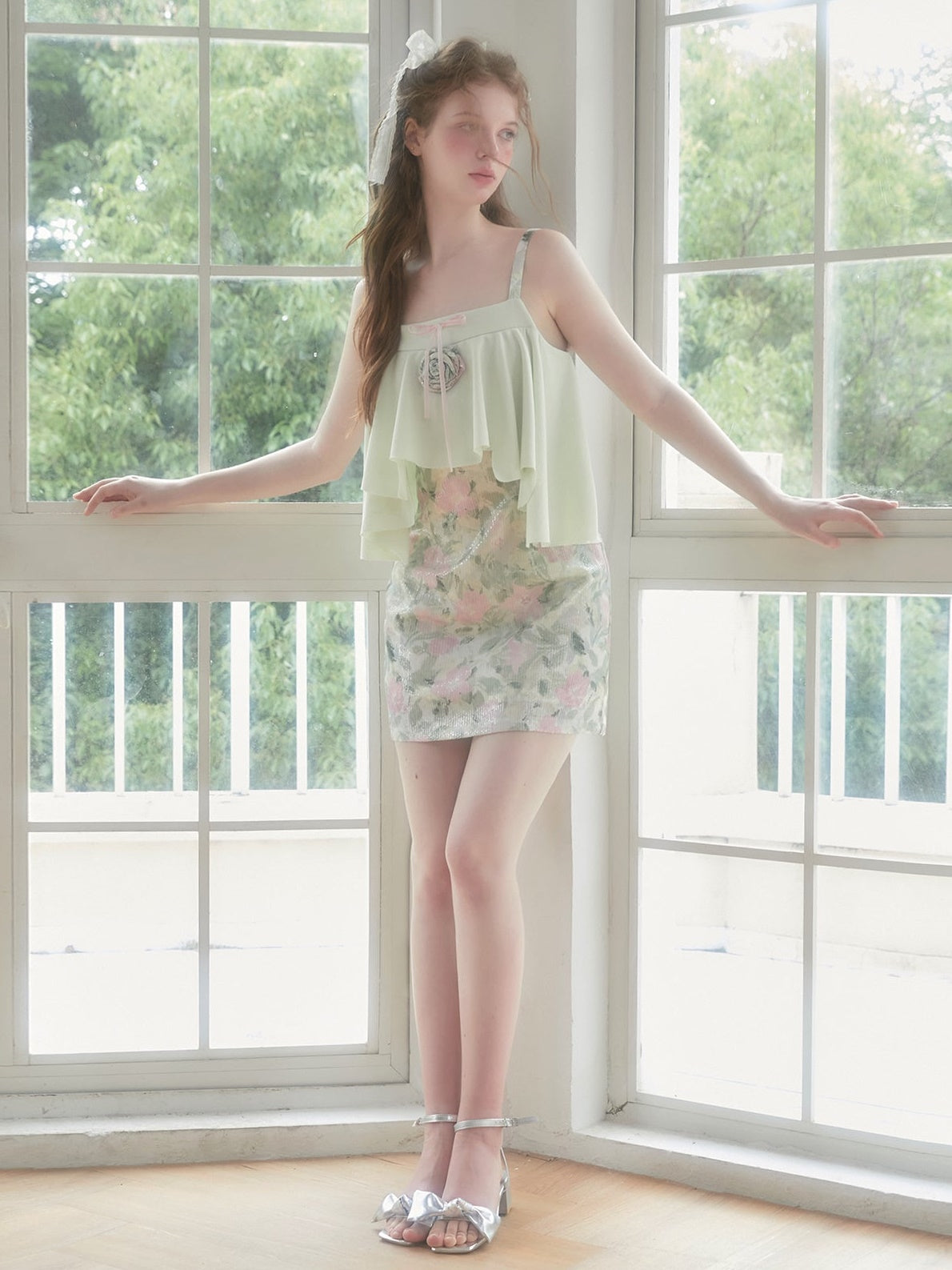 Floune Blumen -Hosenträgerkleid