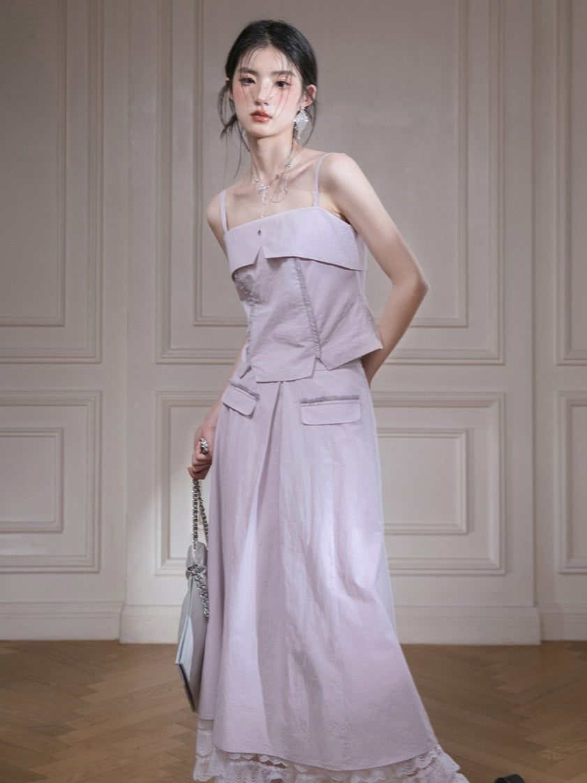 Fringe Stitch Camisole & Cake Long Skirt Set-up