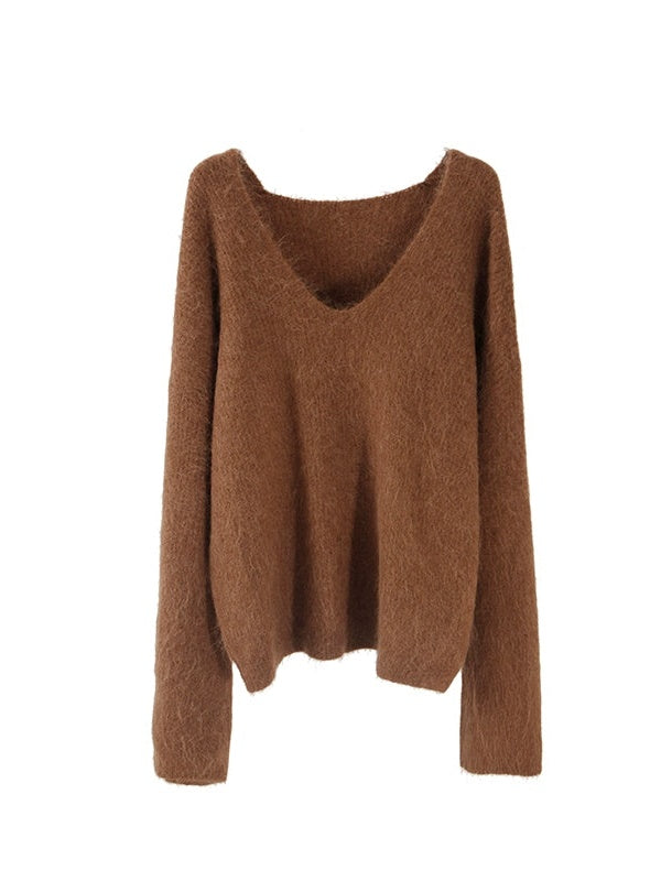 V-Neck Pullover Sweater & Halter Neck Knitted Dress