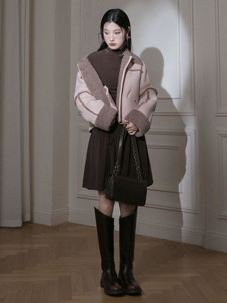 Suede Pattern BoA Jacket & Skirt