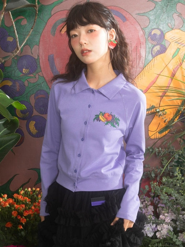 Obstdruck Raglan Ärmlingshemd Hemd