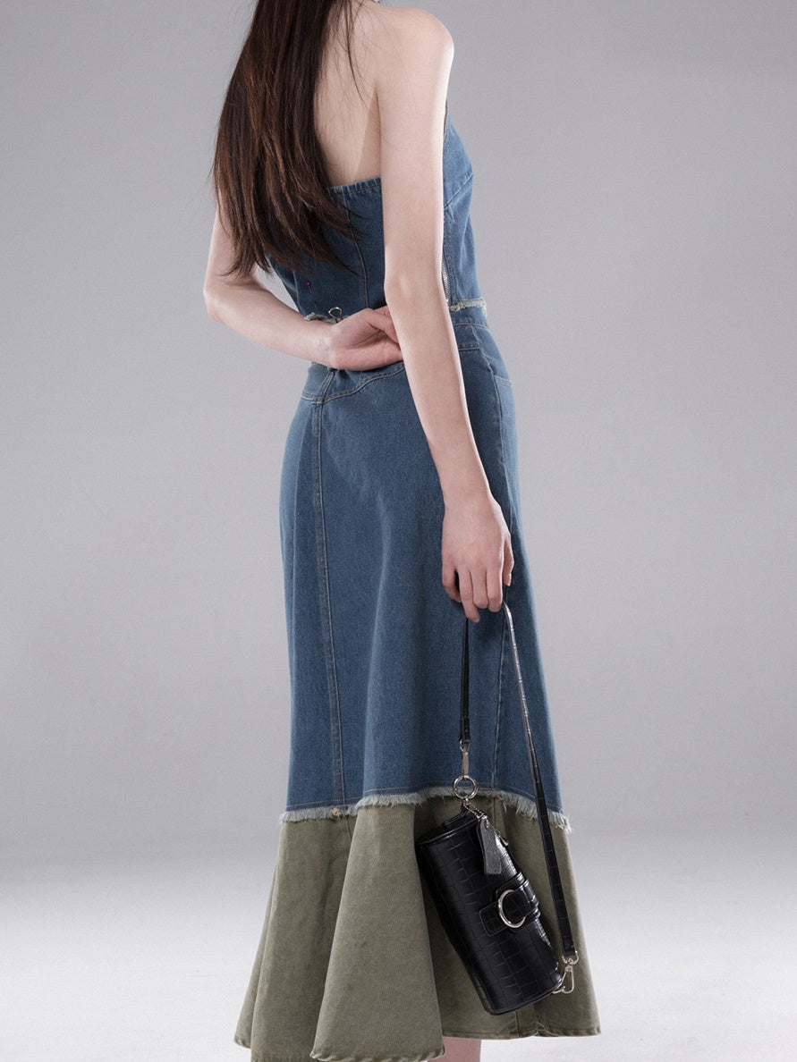 Denim-Halfterhalsweste & Fishtail-Rock Setup