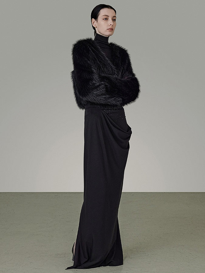 V-Ausschnitt Slim Fell Short Jacket