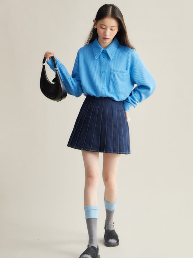 Texture tissée jupe lâche décontractée et mini jupe