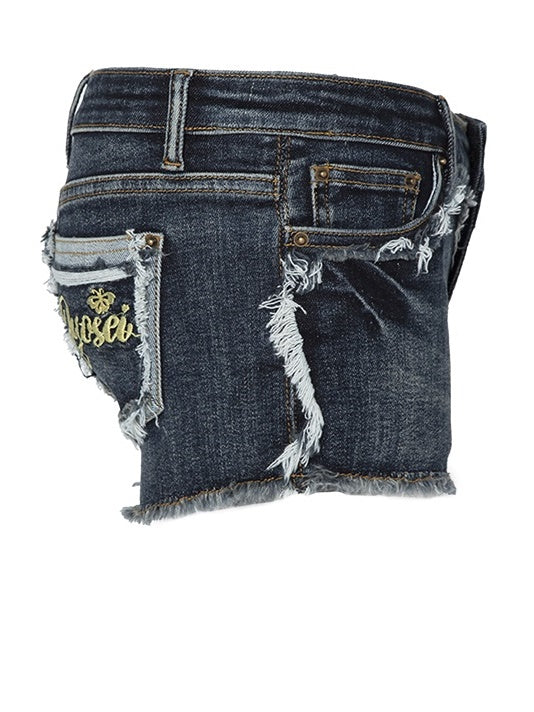 레트로 미드 로우 허리 데님 반바지