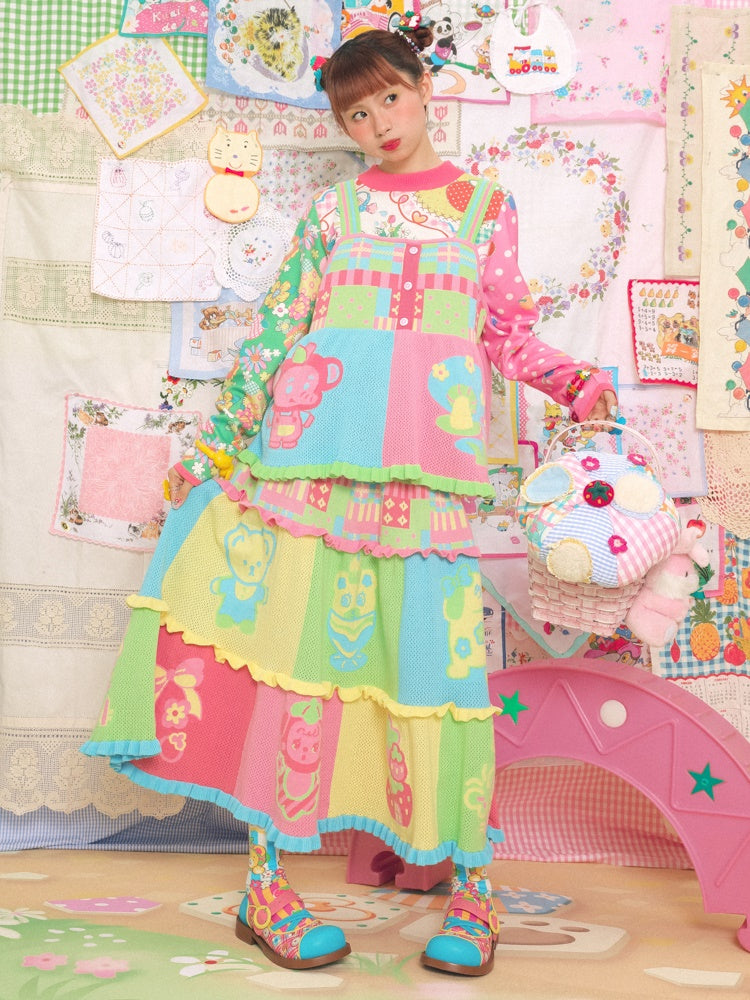 Jupe à gâteau tricotée de dessins animés colorés