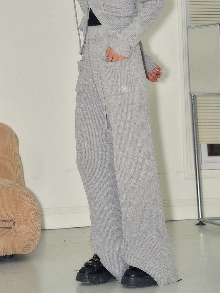 Parka et jupe et pantalon en tricot à capuche relaxant