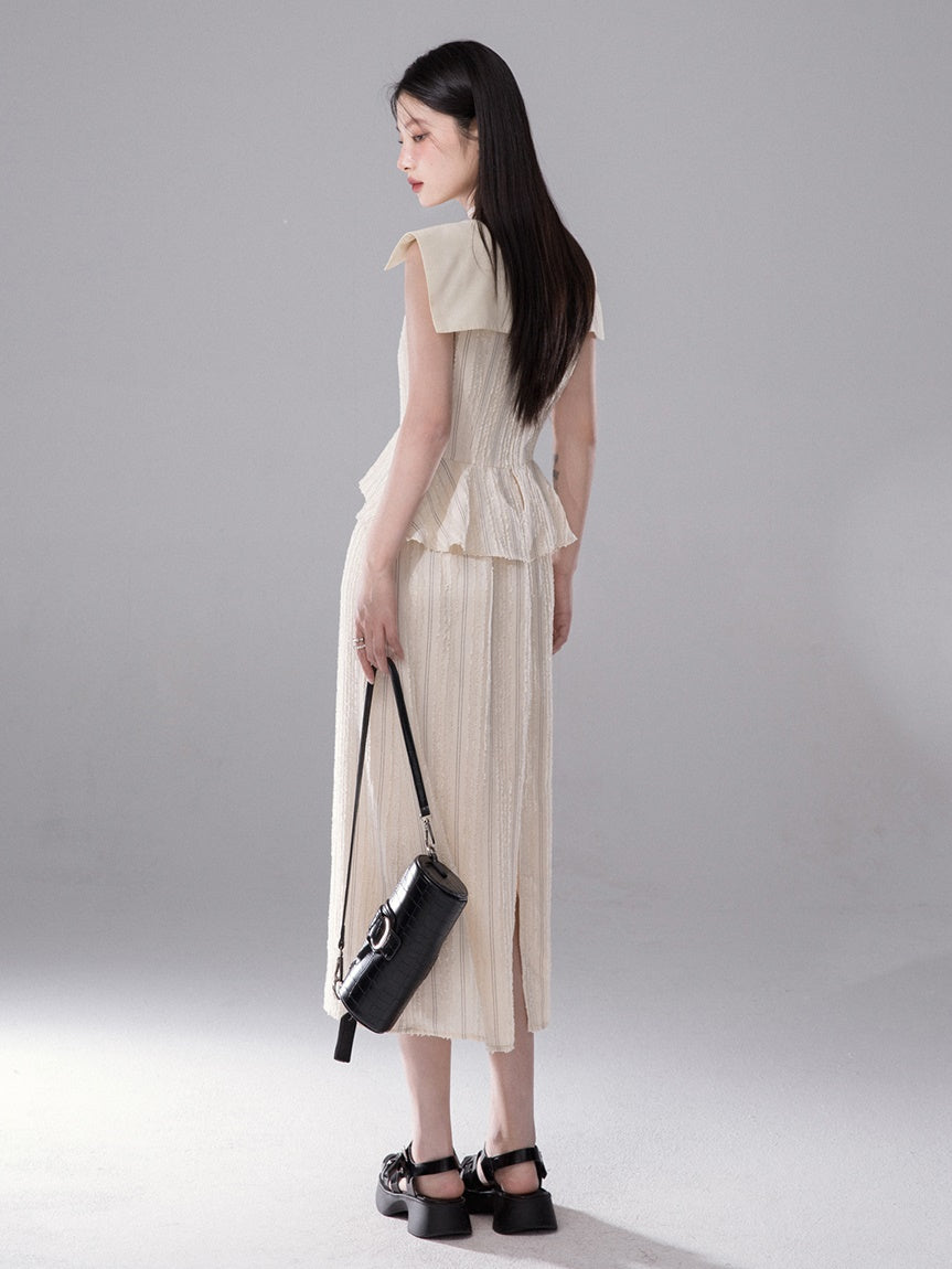 Robe de manches à col Navy