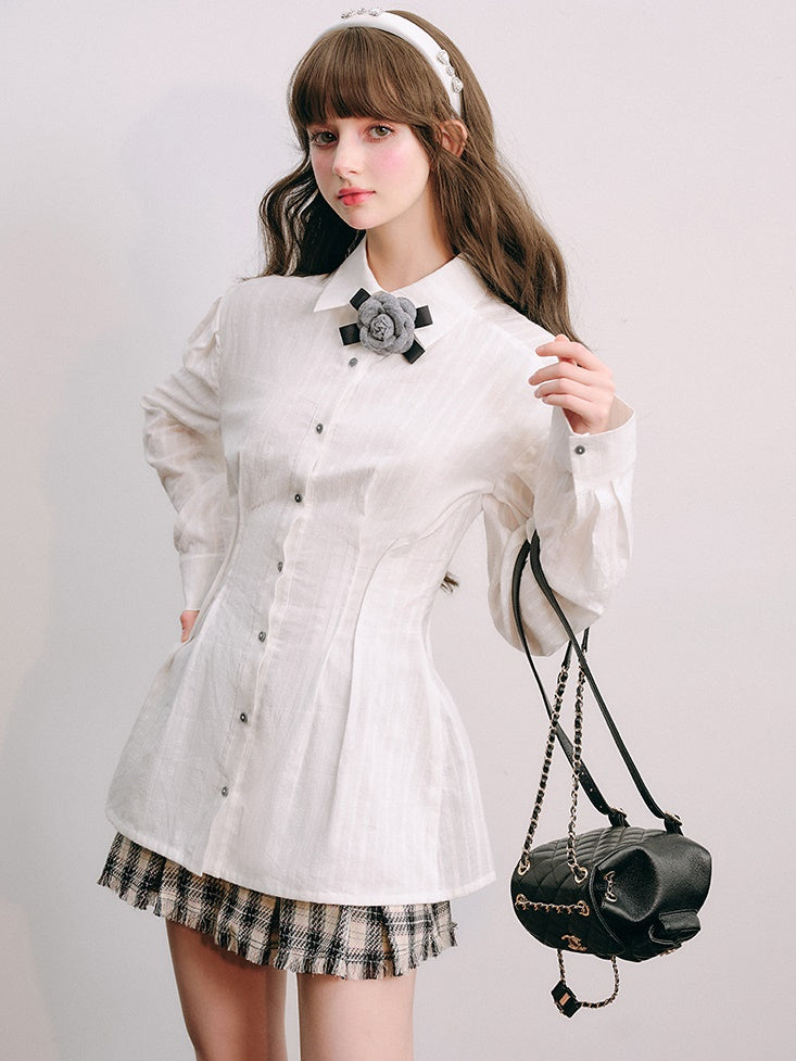 긴팔 허리 모양 셔츠