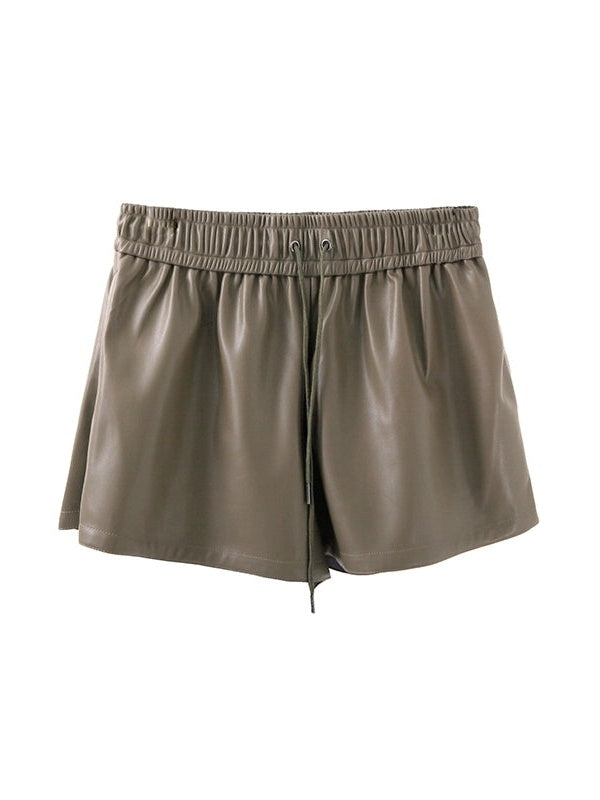 Lose Casual PU Leder Short Hosen