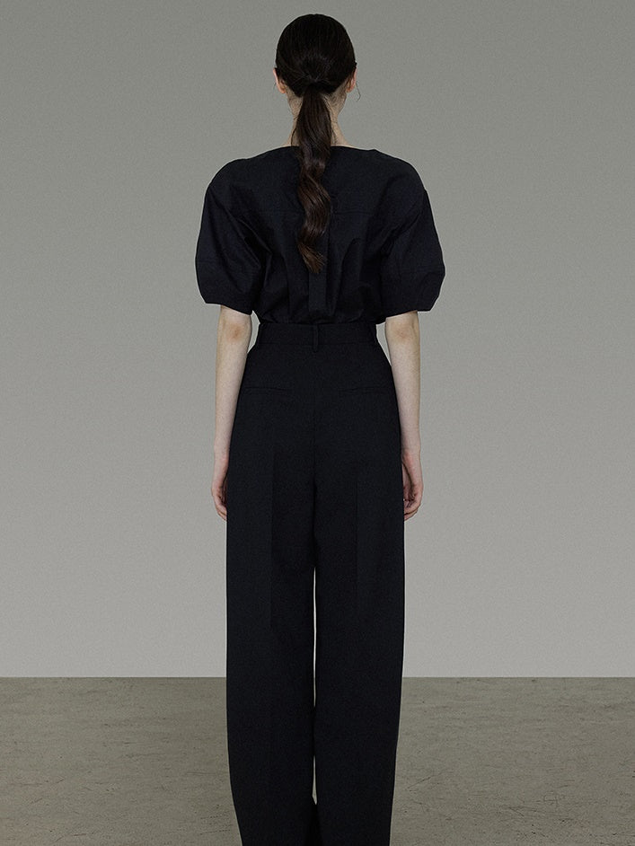 Drop Collar Niche Lantern Sleeve Shirt