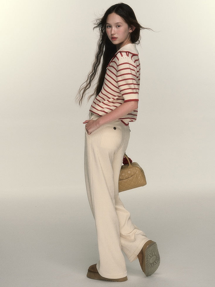 High Waist Corduroy Taste Straight Casual Pants