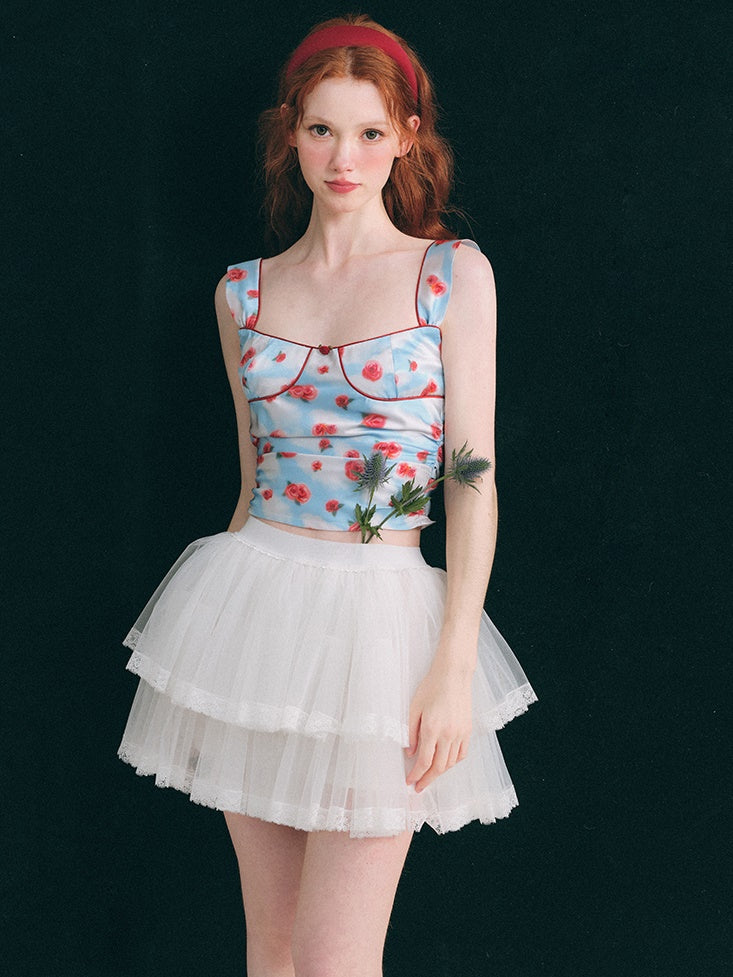 Painted Rose Floral Camisole & Drape Skirt