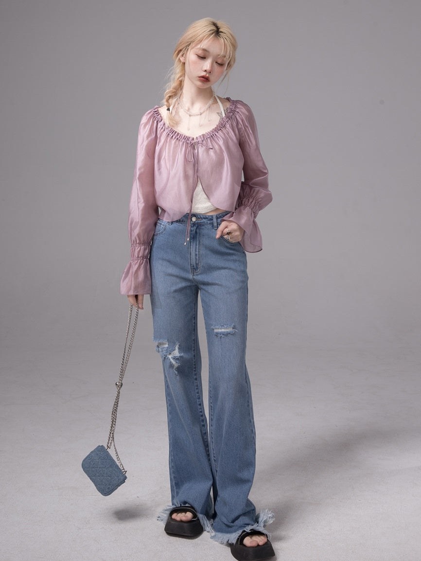 Sunscreen Cardigan & Lace Camisole Setup