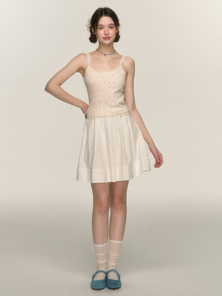 Girly Retro Bow Polka Dot Print Camisole