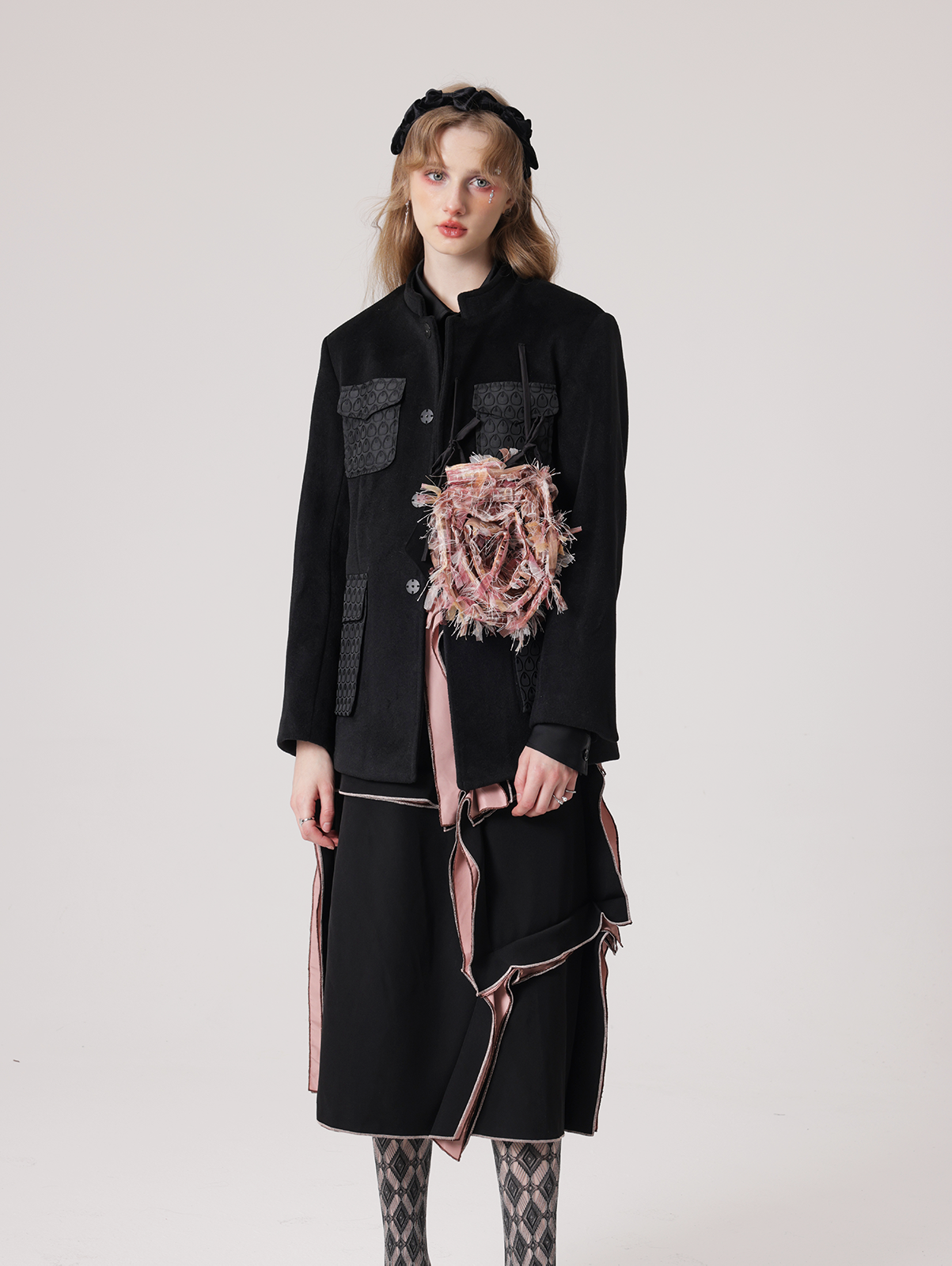 Rose Detachable Mid-mountain Collar Jacket