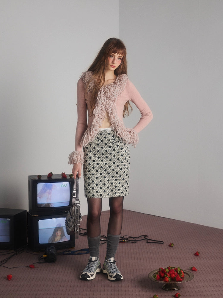 Furry Edge Knitted Cardigan