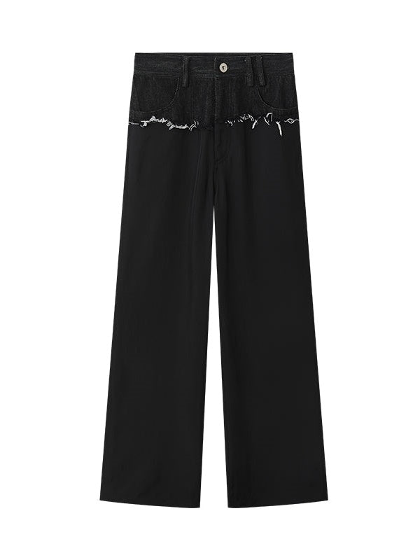 Raw Edge Straight Casual Wide Leg Pants