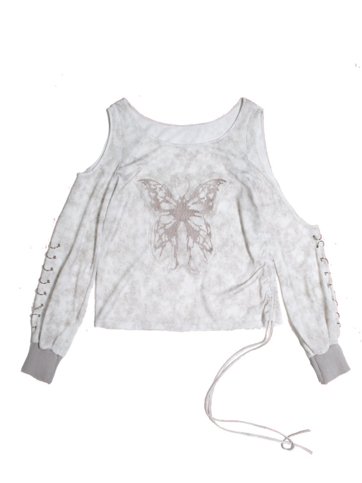 Lose geschnittene Schulter langärmelte T-Shirt