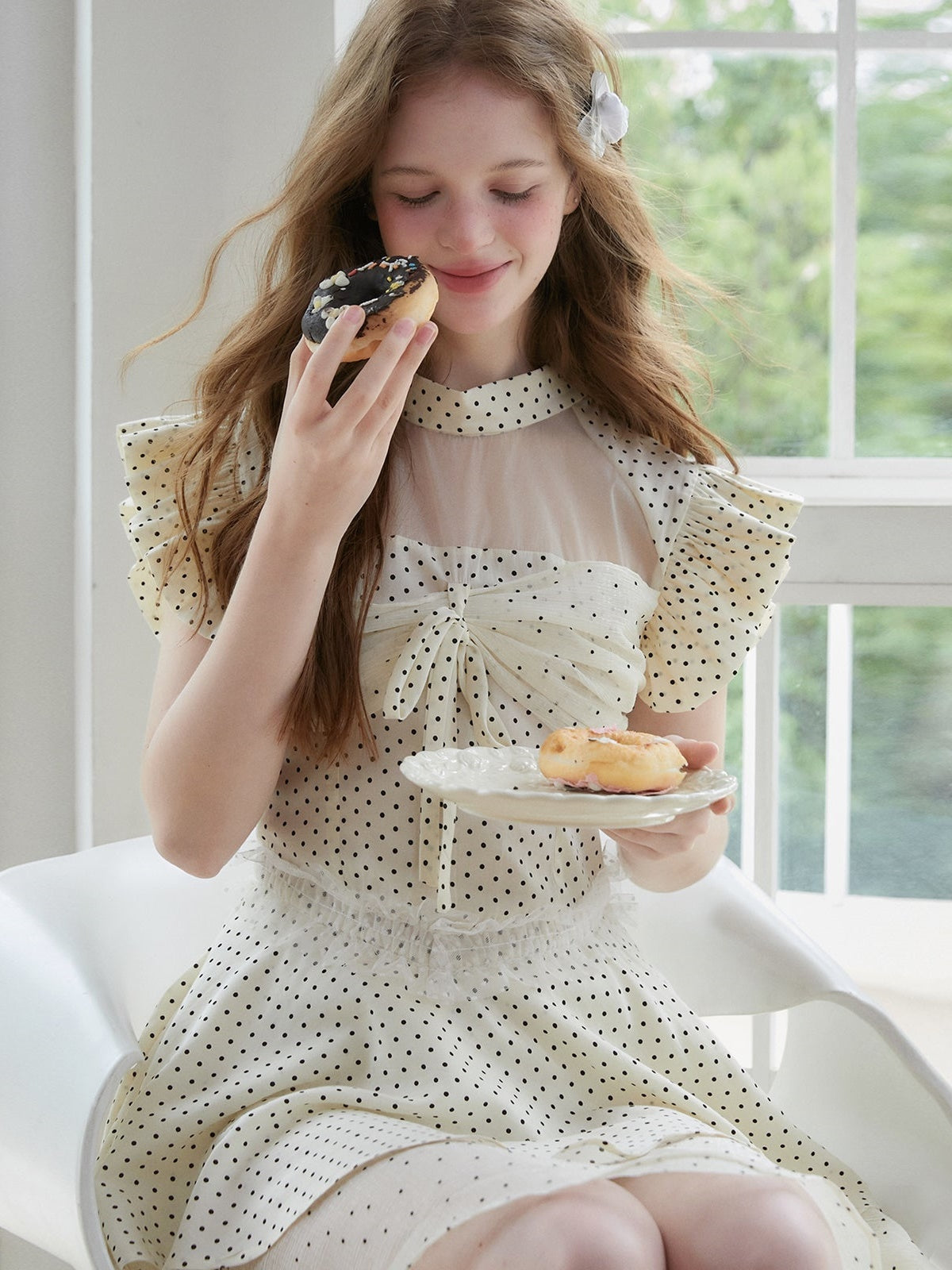 Polka Dot Layered Design Dress