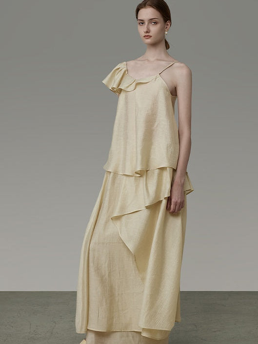 Asymmetry Frill A-Line Camisole & Irregular Skirt
