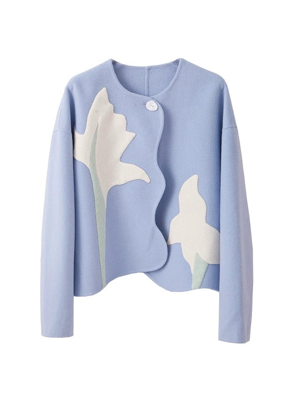 Flower Splicing Curve Cut Double-sided Short Jacket