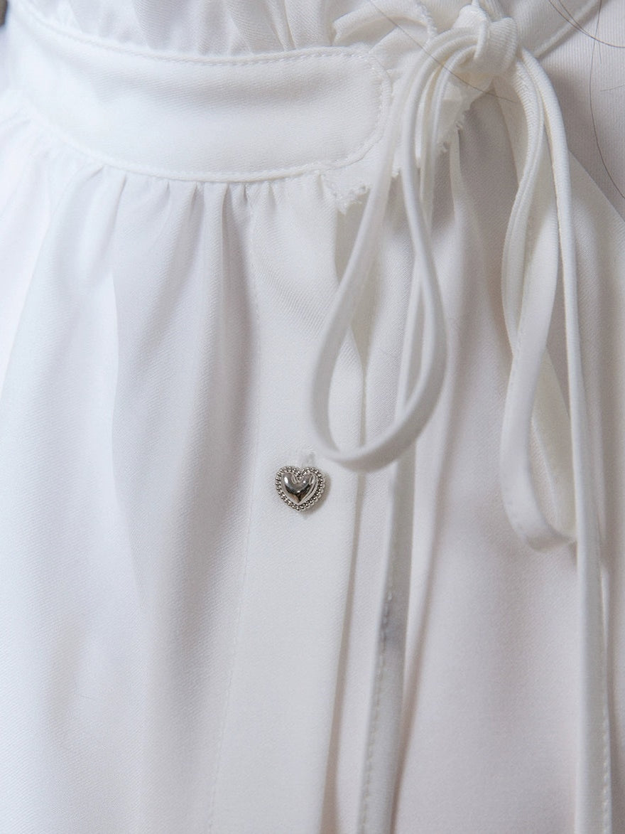 주름진 스탠드 칼라 셔츠