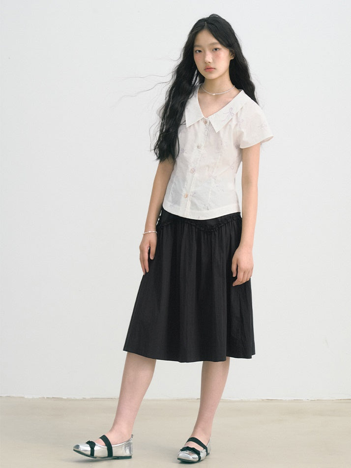 V-arc Design Waist Fungus Gather Skirt