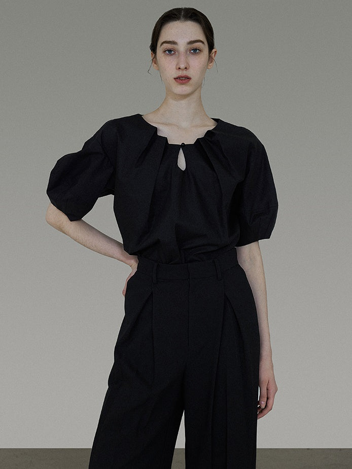 Drop Collar Niche Lantern Sleeve Shirt