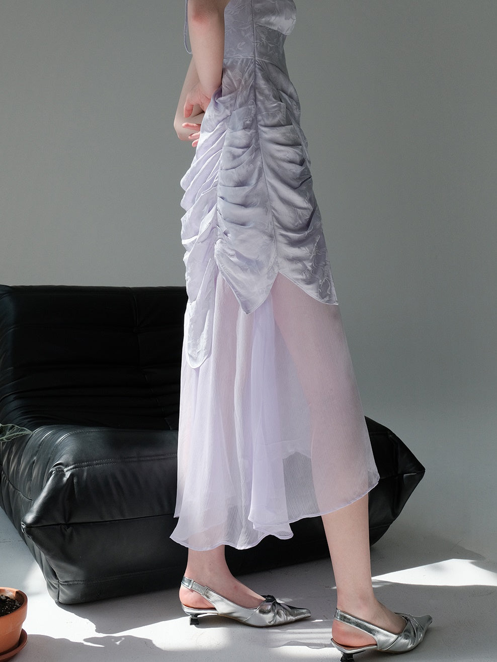 Jacquard V-Neck-Hosentuchkleid