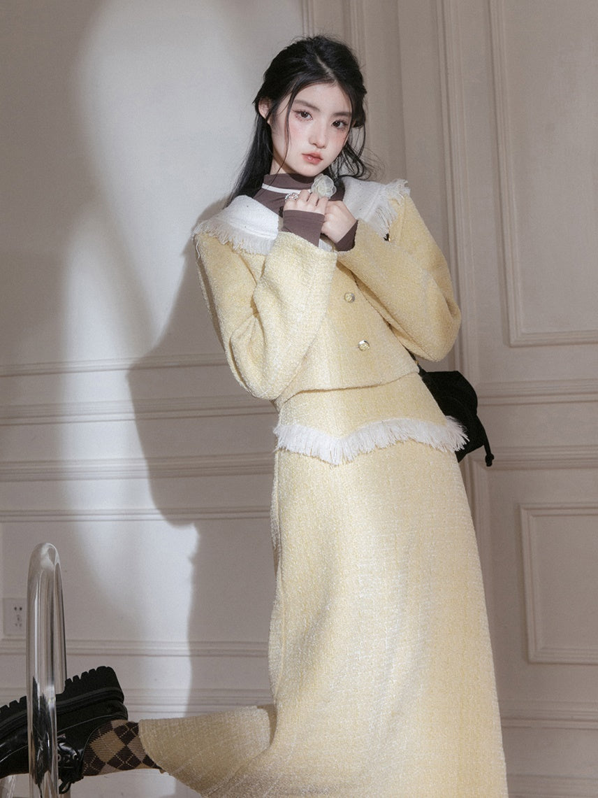 Small Fragrant Fringe Jacket & Skirt Set-up
