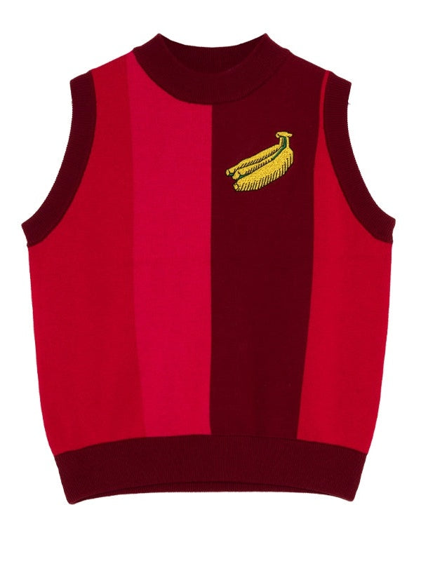 Banana Stickerei gestreifte Strickweste & Rock