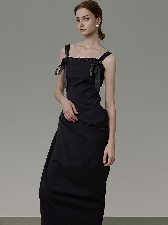 Ribbon -Riemen -Rüschen drapieren langen Kleid