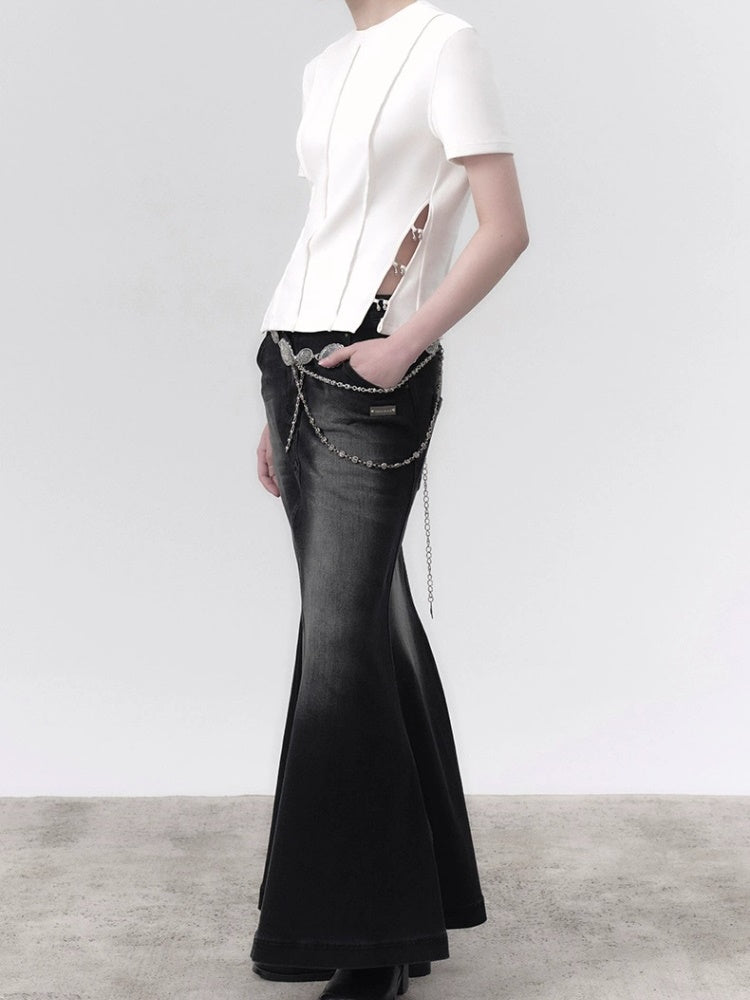 Three-dimensional Hollow Metal Ring Split T-shirt