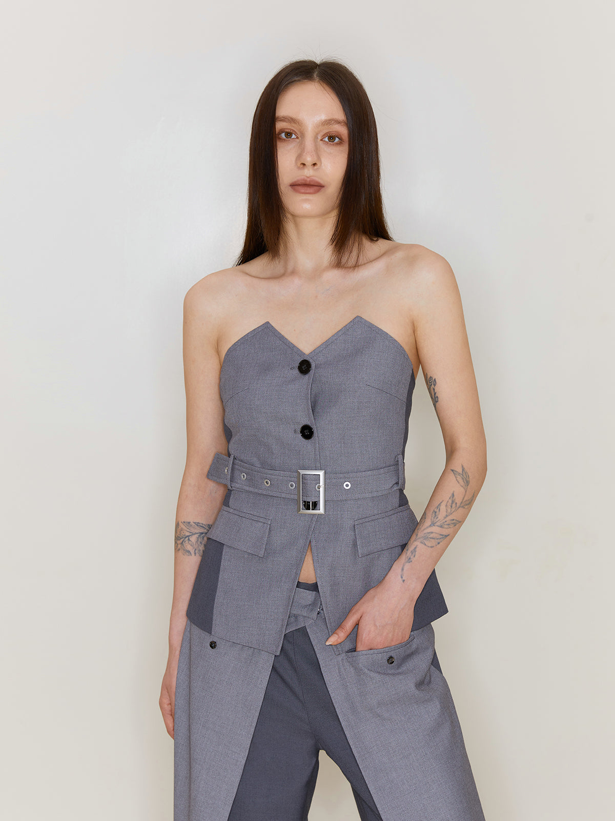 SUIT STYLE BARETOP WITH BELT