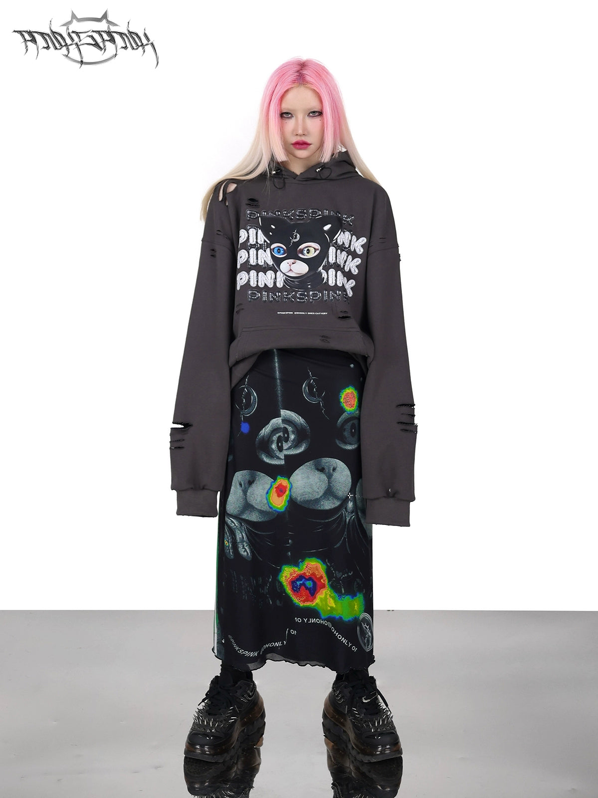 Devin Cat Ear Headband Hooded Destruction Parka