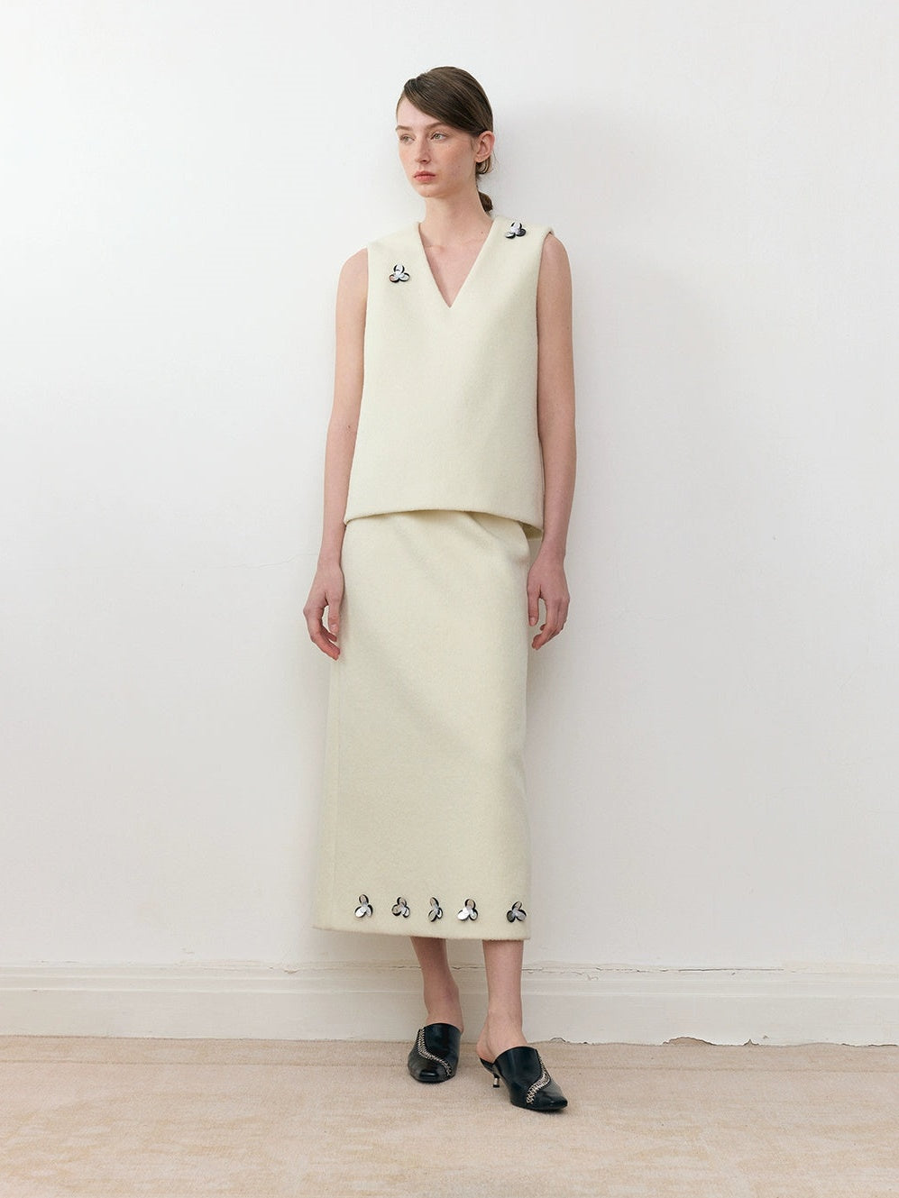 Dreidimensionale Blumenperlen gerade Rock