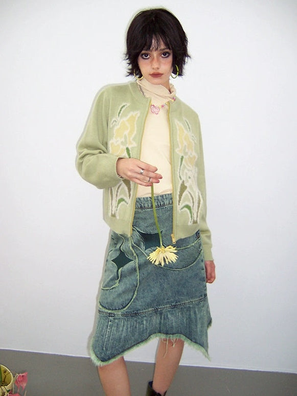 Cardigan jacquard lâche