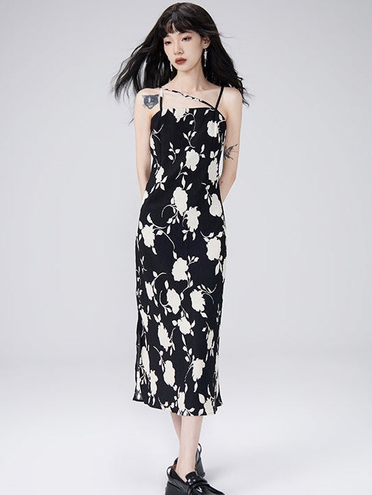 Flowers into Painting Suspender One-piece