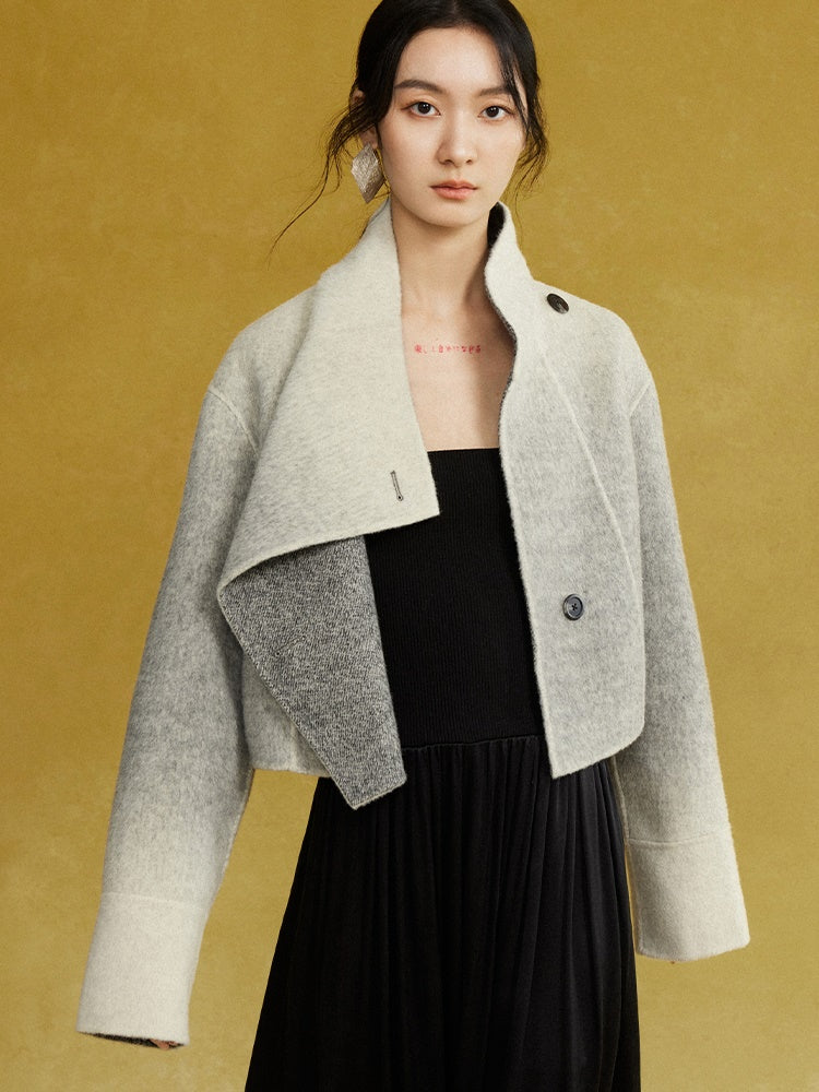 Wool Gradient Color Coat/Asymmetrical jacket/Winter Jacket/Wool